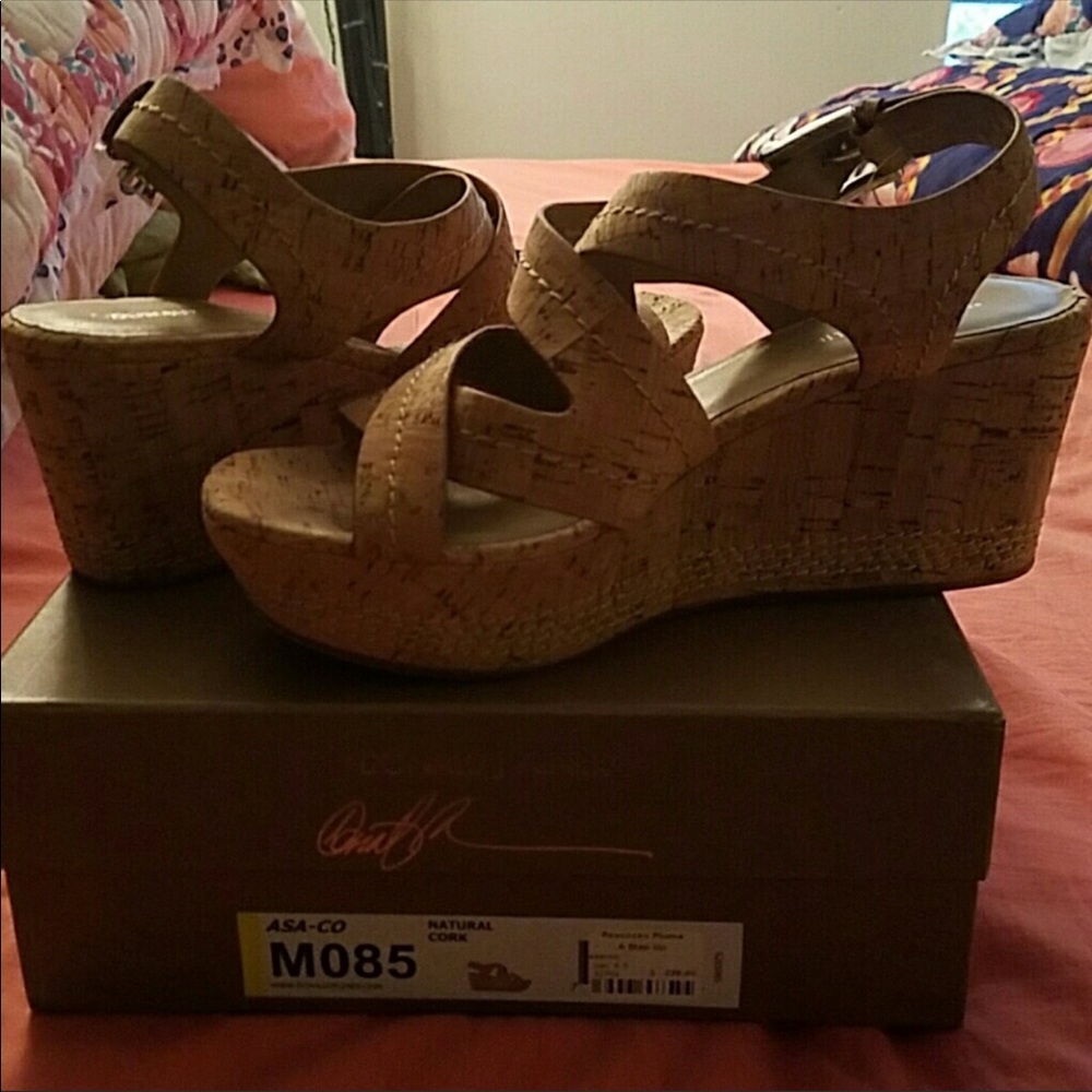 Donald J. Pliner Natural Cork Wedge Sandals - Picture 1 of 3